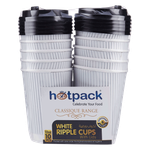 Hotpack  White Ripple Paper Cups With Black Lid 