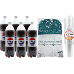 Pepsi Zero + Ice Cubes + Plastic Cups With Lids
