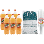 Mirinda Orange + Ice Cubes + Plastic Cups With Lids