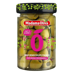 Madama Greek Pink Pepper & Rosemary Pitted Green Olives 