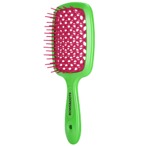 Bows & Dots Air Hair Brush Scalp-friendly - Green & Rose Pink