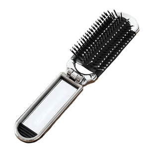 Bows & Dots Foldable Travel Comb With Mirror - Silver