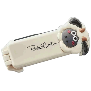 Bows & Dots Foldable Travel Comb With Mirror - White & Little Sheep