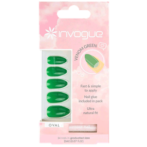 Invogue Oval False Nails -Venom Green
