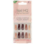 Nail HQ Long Coffin False Nails - Mixed Nude