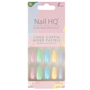 Nail HQ Long Coffin False Nails - Mixed Pastels