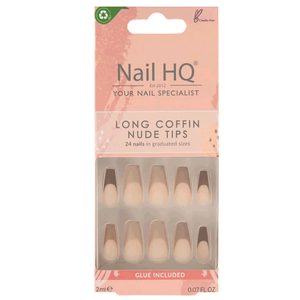 Nail HQ Long Coffin False Nails - Mixed Nude