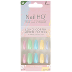 Nail HQ Long Coffin False Nails - Mixed Pastels