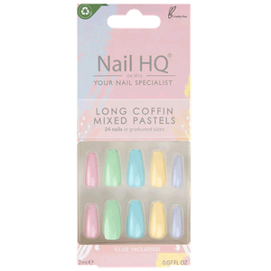 Nail HQ Long Coffin False Nails - Mixed Pastels