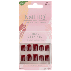 Nail HQ Square False Nails - Deep Red