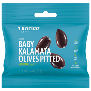 Trofico Greek Baby Kalamata Pitted Olives with Oregano