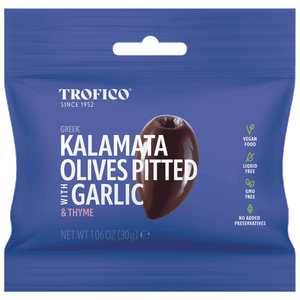 Trofico Greek Kalamata Pitted Olives with Garlic
