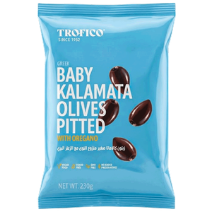 Trofico Greek Baby Kalamata Pitted Olives with Oregano