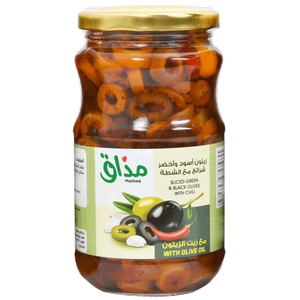 Mathaq Sliced Green & Black Olives in Olive Oil