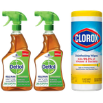 Dettol Spray & Clorox Lemon Wipes