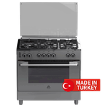 Orca Gas Cooker 90×60 - 5 Burners - Black - Full Safety - Turquoise
