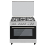 Orca Gas Cooker 90×60 - 5 Burners - Silver - Manual Safety - Turquoise