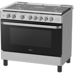 Midea Gas Cooker 90×60 - 5 Burners - Full Safety - Silver - Fan