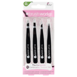 Brushworks Black Tweezers Set