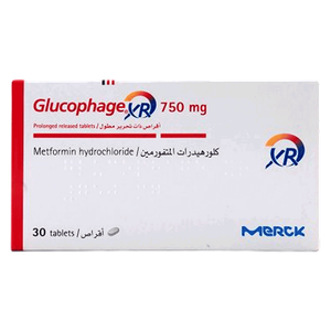 أقراص سكر الدم ممتد المفعول بتركيز 750 ملج من جلوكوفاج