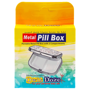 Qwik Doze Metal Pill Box With 2 Compartments