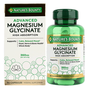 كبسولات غليسينات المغنيسيوم المتقدمة من نيتشرز باونتي - 360 مجم