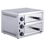 Chinatown Double-Tray Stainless Steel Electric Pizza Oven - 50 × 48.5 × 35 cm