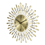 Chinatown Modern Decorative Sunburst Wall Clock with Crystal Accents - Gold