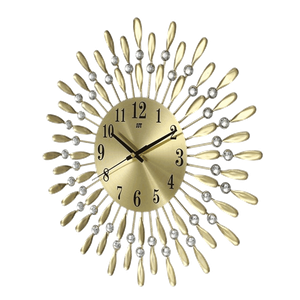 ساعة حائط مزخرفة بتصميم أشعة الشمس مع كريستال من تشاينا تاون - ذهبي