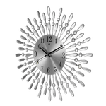 Chinatown Modern Decorative Sunburst Wall Clock with Crystal Accents - Silver