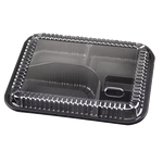 Chinatown 5 Compartment Disposable Plastic Food Container with Lid - 26 x 20 x 6 cm
