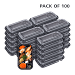 Chinatown 4 Compartment Disposable Plastic Food Container with Lid - 23 x 13 x 5.5 cm