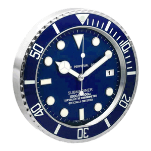 ساعة حائط فاخرة بإطار من الستانلس ستيل من تشاينا جاردن - أزرق