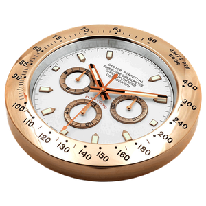 ساعة حائط فاخرة بإطار من الستانلس ستيل من تشاينا جاردن - روز جولد وأبيض