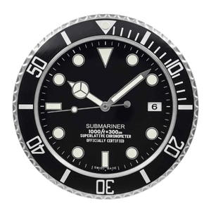 ساعة حائط فاخرة بإطار من الستانلس ستيل من تشاينا جاردن - أسود وفضي