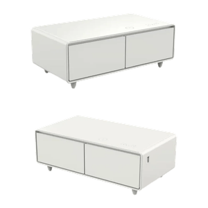 طاولة قهوة ذكية فاخرة مع ثلاجة من غامفيتي - أبيض