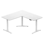 مكتب كهربائي قابل لتعديل الارتفاع بشكل L بثلاثة أرجل وتصميم مريح من غامفيتي - أبيض