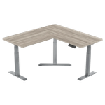 Gamvity L Shape Standing Ergonomic 3 Legs Electric Height Adjustable Desk - Grey/White Oak