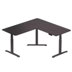 مكتب كهربائي قابل لتعديل الارتفاع بشكل L بثلاثة أرجل وتصميم مريح من غامفيتي - أسود