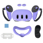 طقم سيليكون لنظارة ميتا كويست 3 مع حقيبة بولي بروبيلين - بنفسجي