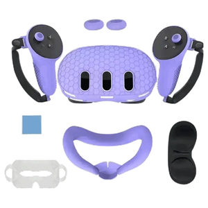 طقم سيليكون لنظارة ميتا كويست 3 مع حقيبة بولي بروبيلين - بنفسجي