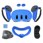 طقم سيليكون 7 في 1 لنظارة ميتا كويست 3 مع حقيبة بولي بروبيلين - أزرق