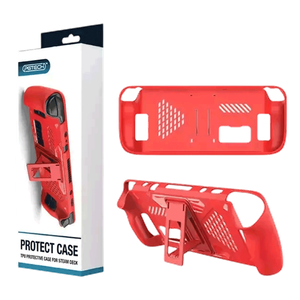 غطاء حماية مانع للانزلاق مع حامل لجهاز ستيم ديك – أحمر