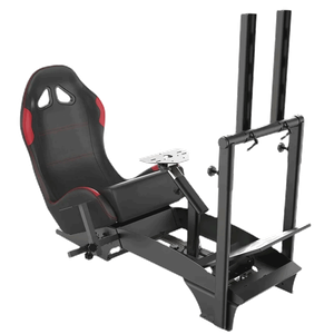 مقعد للسباقات مع حامل شاشة من قيم سيت – أسود/أحمر