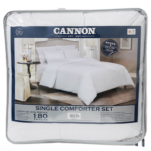 Cannon Twin Stripe Hotel Line Comforter Set - White