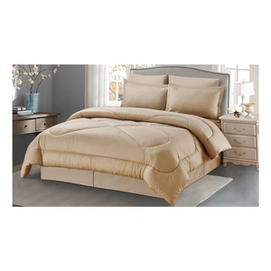 Cannon Queen Stripe Hotel Line Comforter Set - Beige