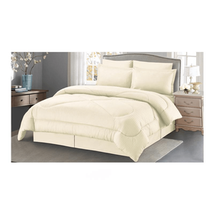 Cannon Queen Stripe Hotel Line Comforter Set - Cream