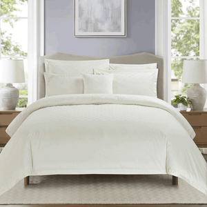 Cannon King Jacquard Cotton Duvet Cover Set - Cream