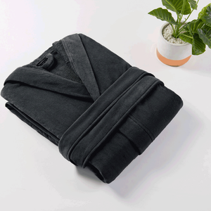 Cannon Small Solid Maxi Bathrobe with Hood - Black