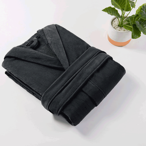 Cannon Medium Solid Maxi Bathrobe with Hood - Black